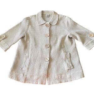 Focus Casual Life Long Sleeve Cardigan Shacket Waffle Tan Lagenlook Womens S